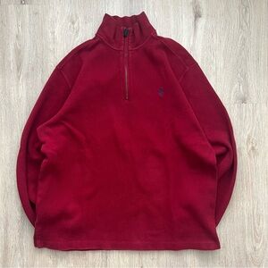 Polo Ralph Lauren Quarter Zip Sweatshirt Red Mens Large Embroidered Preppy